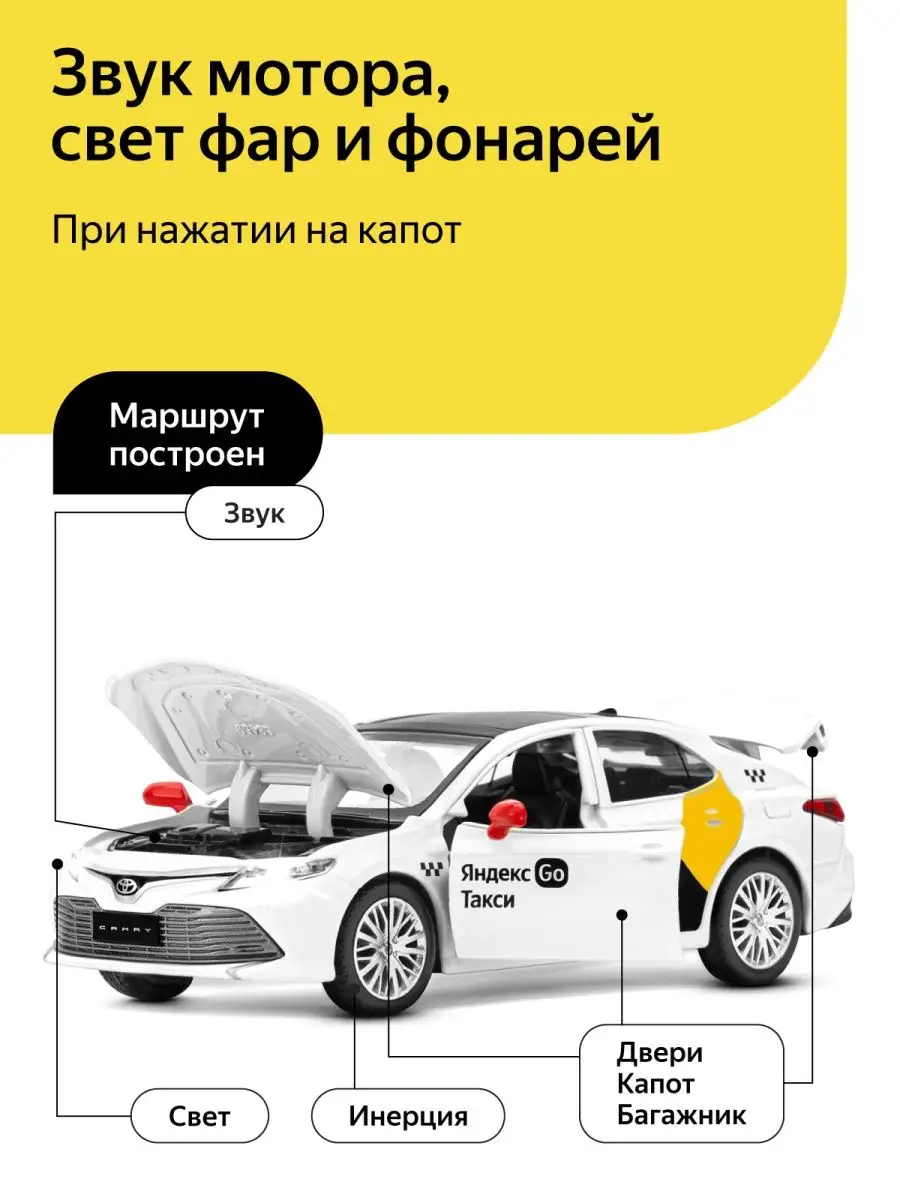 Машинка металлическая Такси Toyota Camry 1:34 Яндекс Go 106250877 купить в  интернет-магазине Wildberries