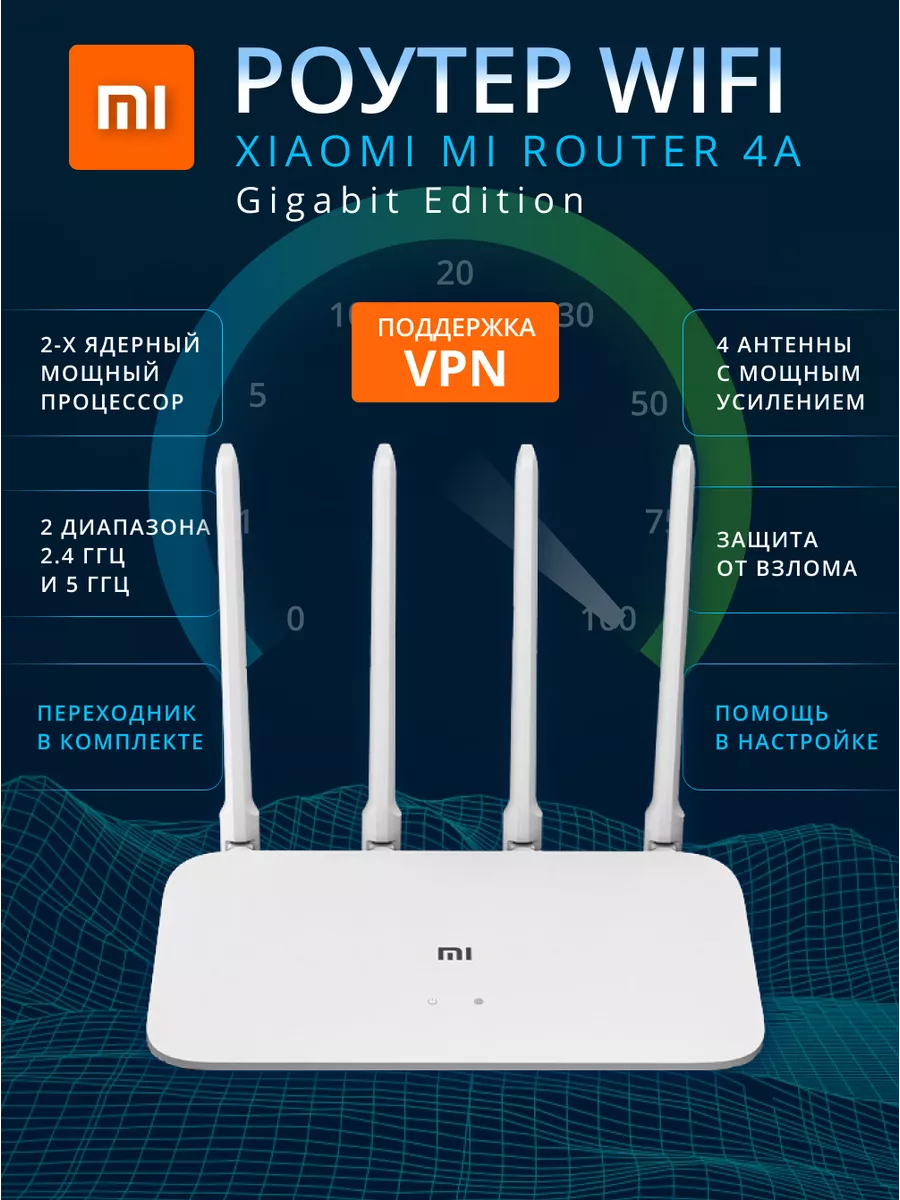 Роутер Wi-Fi 4A Gigabit сетевое оборудование Xiaomi 106255614 купить за 2  099 ₽ в интернет-магазине Wildberries