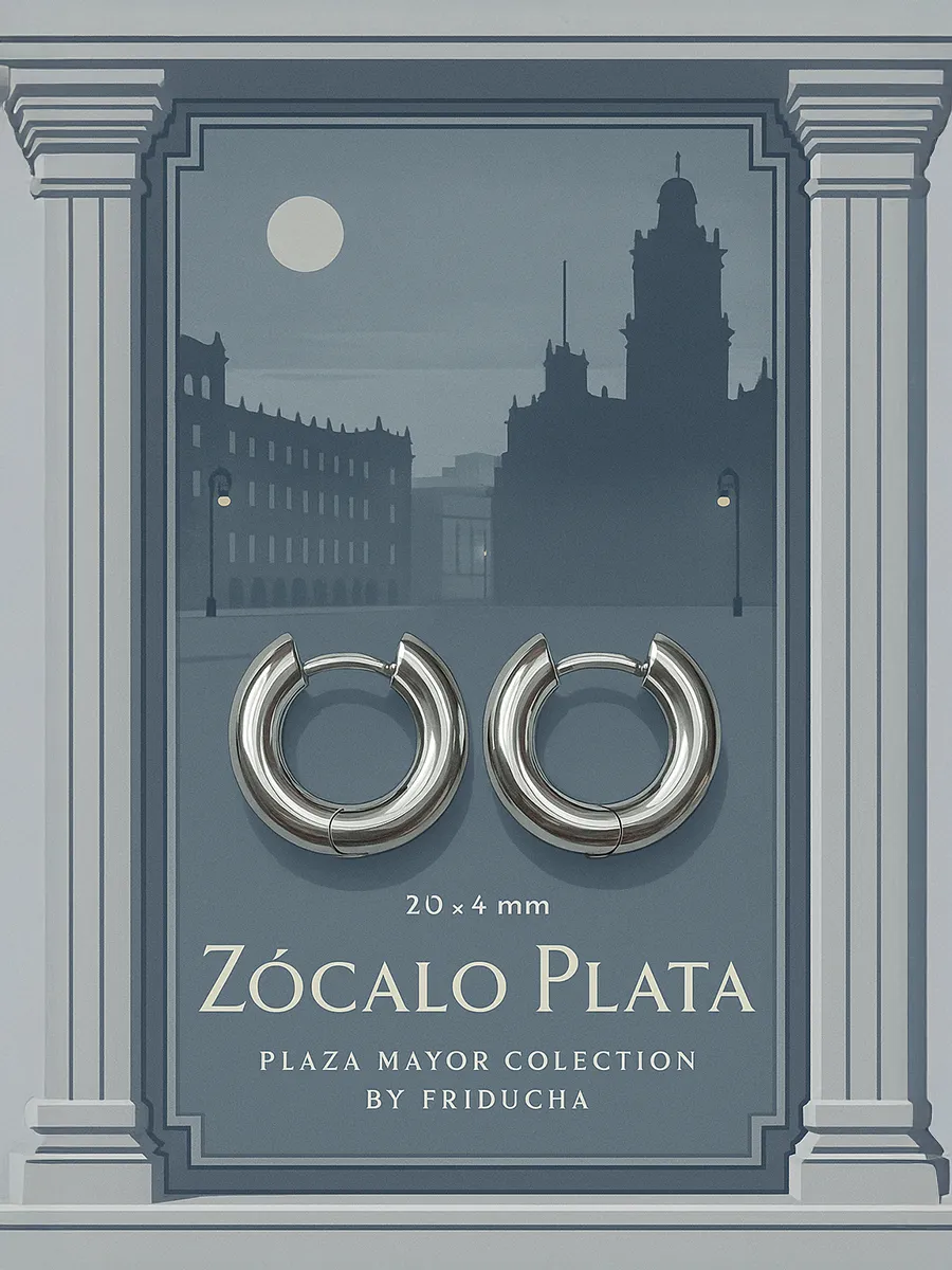 Серьги-конго Zócalo Plata 20 мм, родий