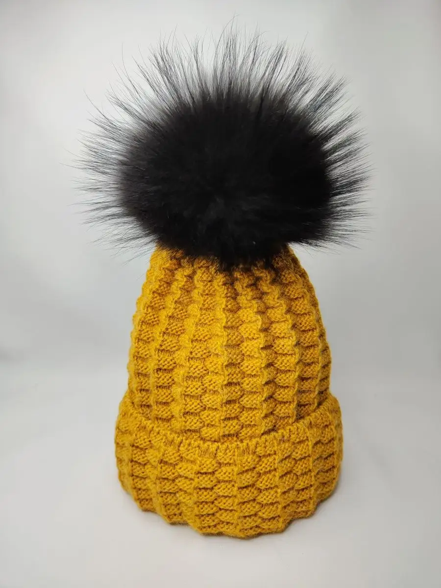1 шт. DIY женский большой помпон из искусственного меха енота с кнопкой для вязания шапки