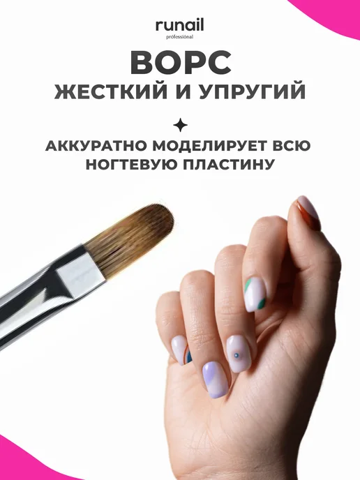 runail professional Кисть для акрил-геля Nylon Oval № 8 3979, вариант, фото 4