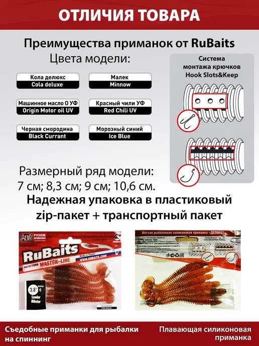 RuBaits Русские приманки Силиконовые приманки на щуку виброхвост Leader Ribster 9,3см, розовый, фото 3