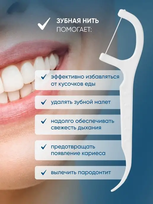 PECHAM Зубная нить с зубочисткой в кейсе 50 шт, 50 шт, фото 2