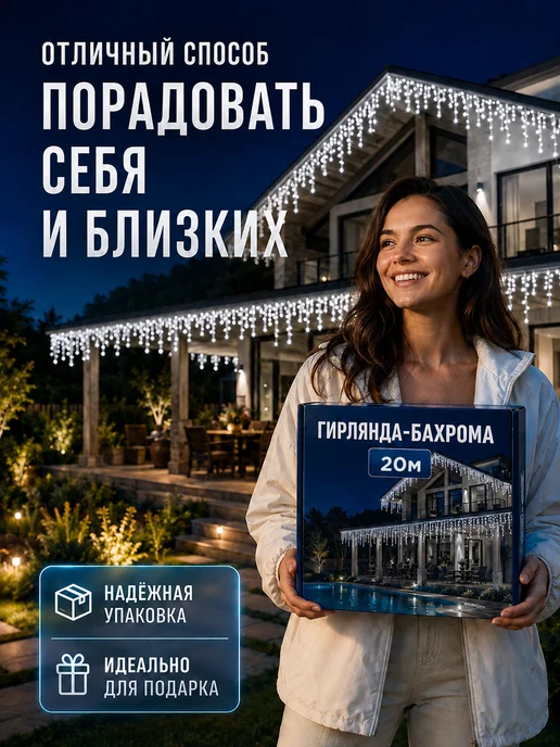 Dewlight Гирлянда уличная бахрома 20 метров, 20 м, фото 5