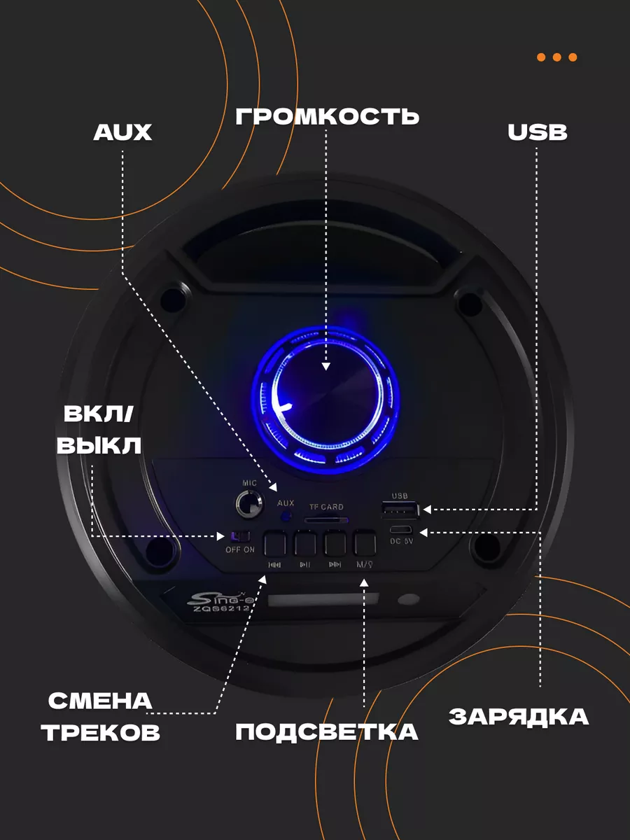 Портативная акустическая система ZQS 6212 Колонка беспроводная музыкальная  портативная 107094824 купить за 2 022 ₽ в интернет-магазине Wildberries