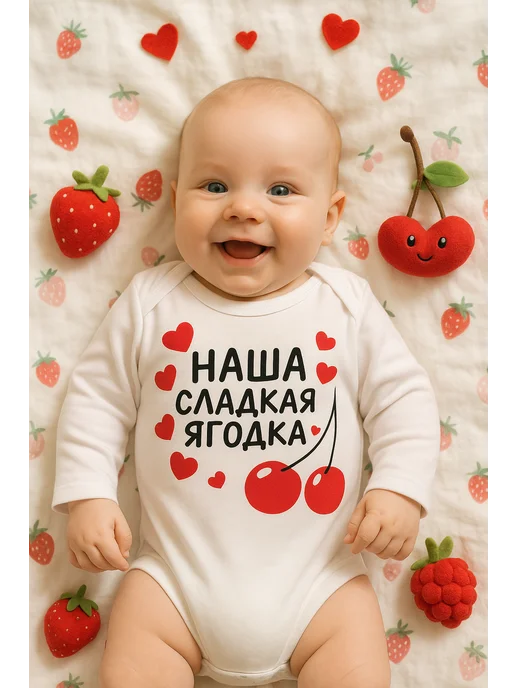 KidsTrend Боди для малышей новорожденных Наша Ягодка, белый, фото 2