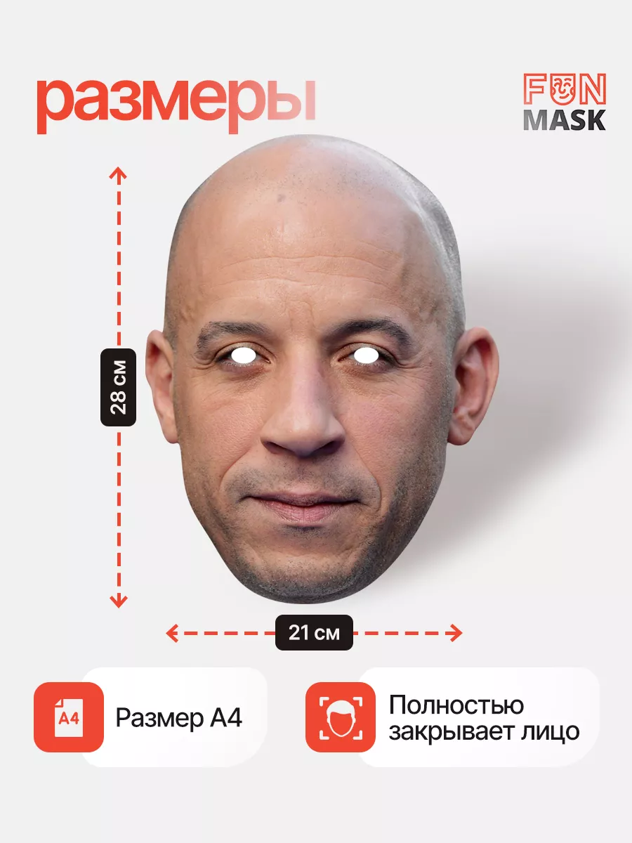 Маска Доминик Торетто Вин Дизель, картон FUN MASK 107343480 купить за 368 ₽  в интернет-магазине Wildberries