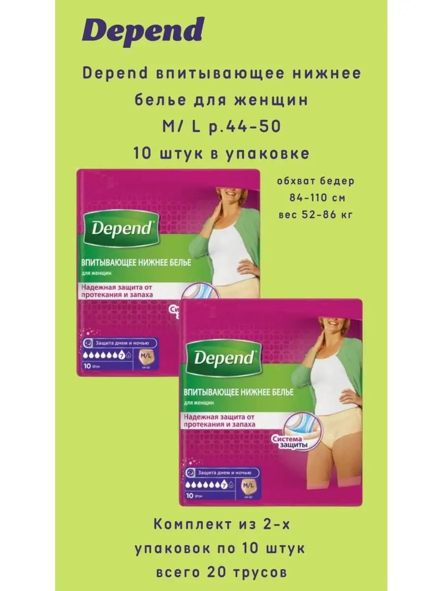 Купить Depend Для Женщин L Xl