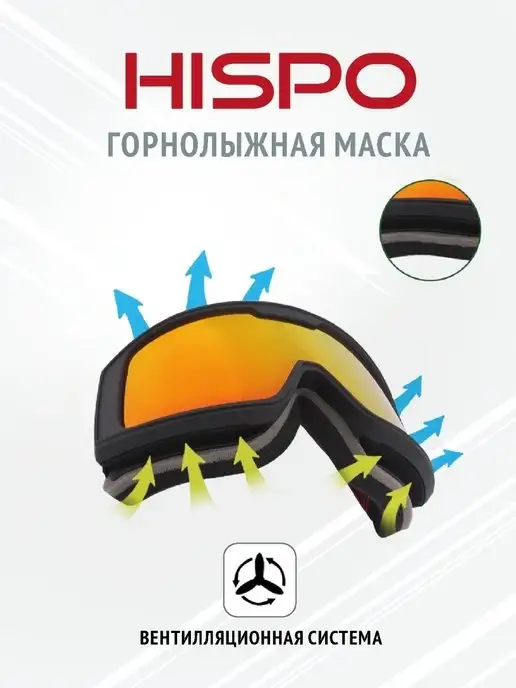 HISPO Маска горнолыжная очки лыжные для спорта, черный, фото 4