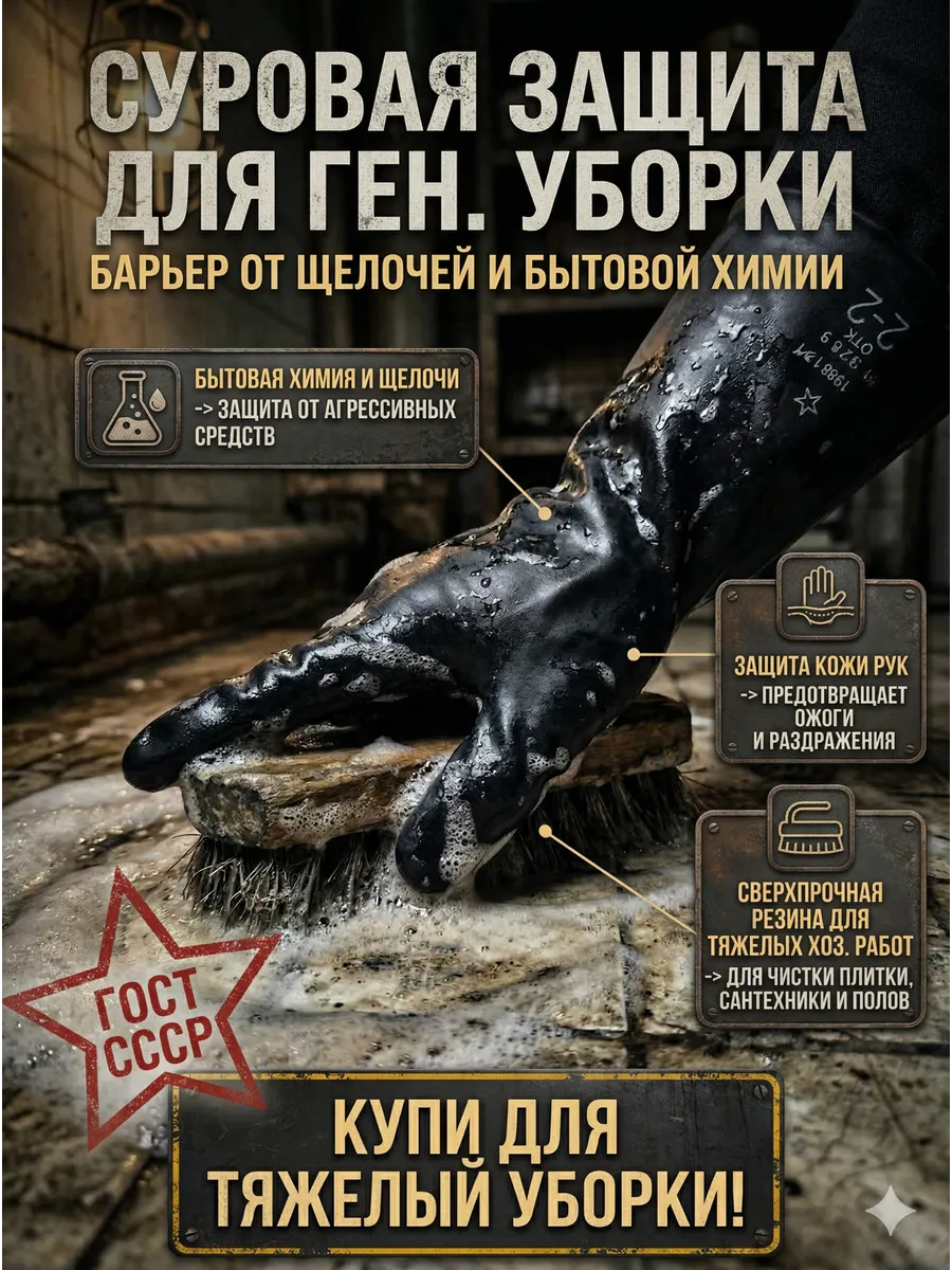 Перчатки многоразовые резиновые