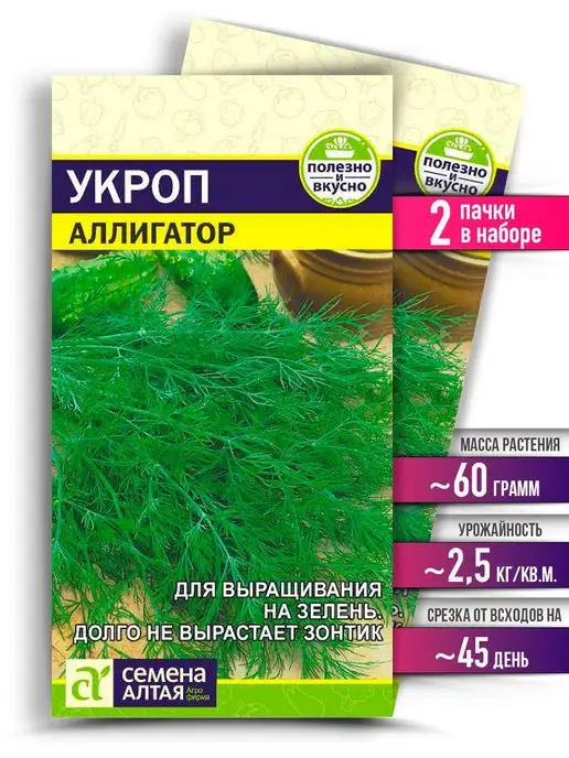 Семена Алтая Семена Укропа Аллигатор Зелень на салат, зеленый