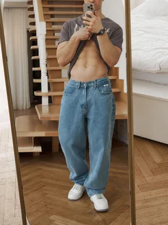 Джинсы широкие на резинке y2k трубы