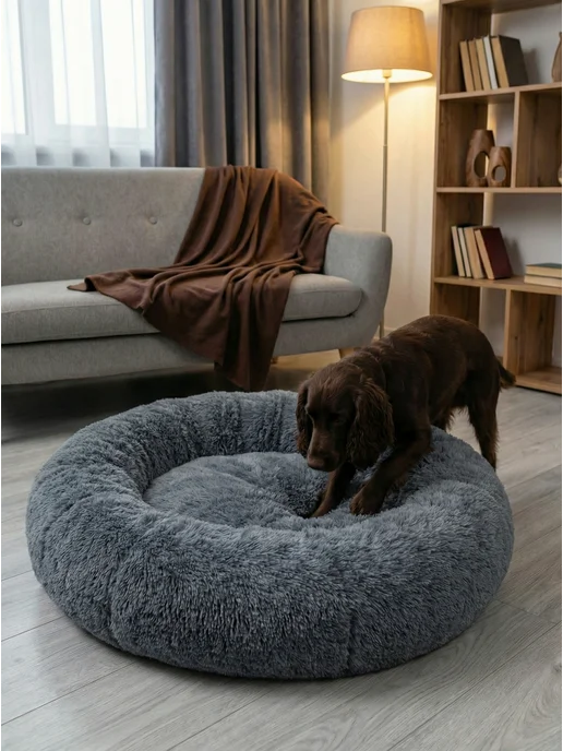 Pets Love Лежанка для собак крупных пород круглая, синий, фото 3