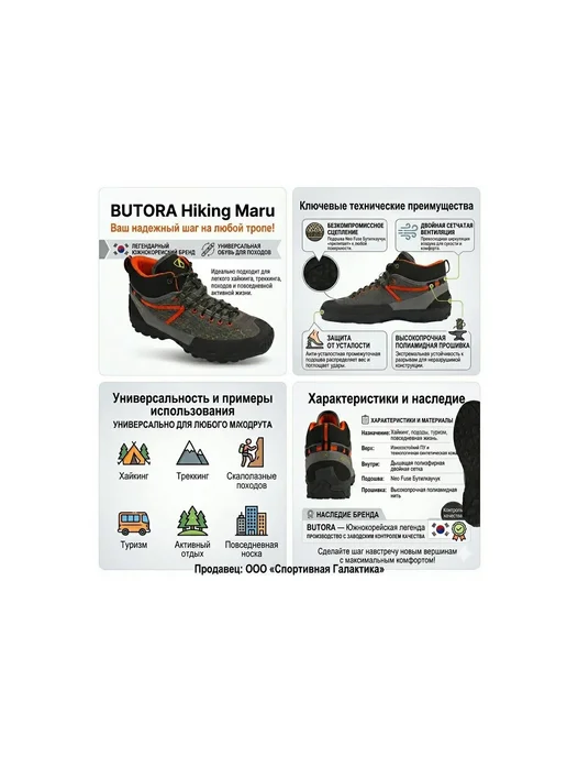 Butora ботинки Hiking Maru, серый