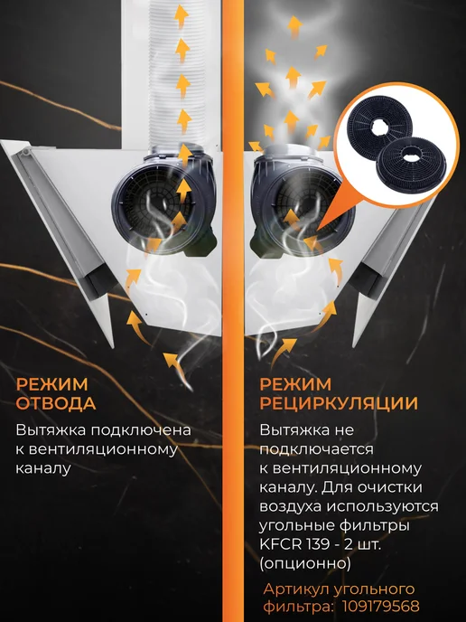 KONIGIN Вытяжка кухонная 50 см Colibri Black, белый, фото 4