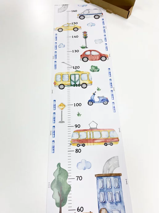 STICKEREON Ростомер детский наклейка на стену для мальчика, голубой, фото 6