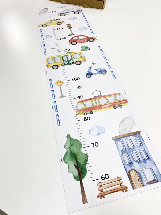 STICKEREON Ростомер детский наклейка на стену для мальчика, голубой, фото 8