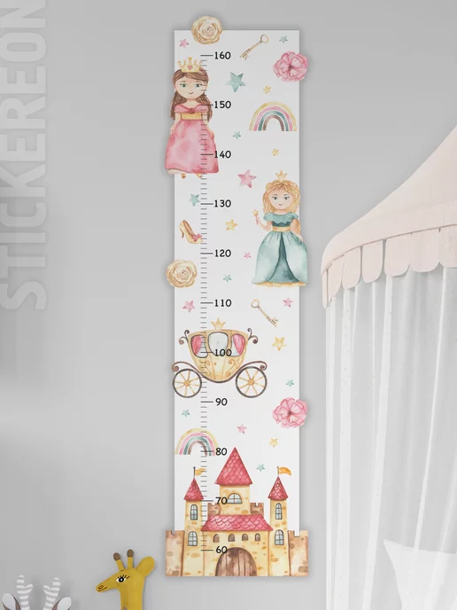 STICKEREON Ростомер детский наклейка на стену, зеленый, фото 2