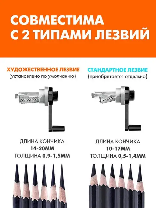 Tenwin Точилка для карандашей механическая для художника, красный, фото 8
