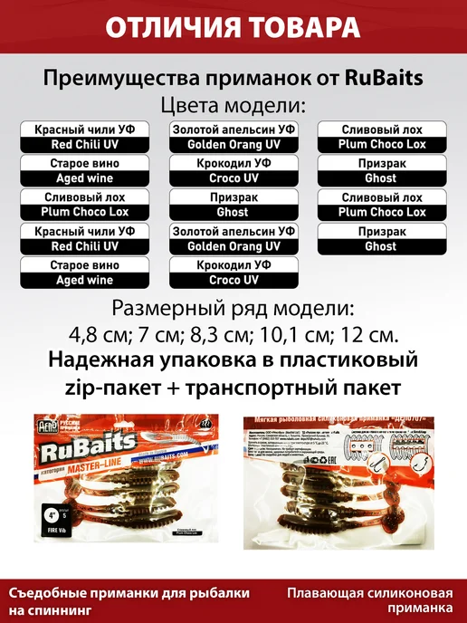 RuBaits Русские приманки Силиконовые приманки на щуку виброхвост Fire Vib 4,8 см 12шт, 5 шт, фото 3