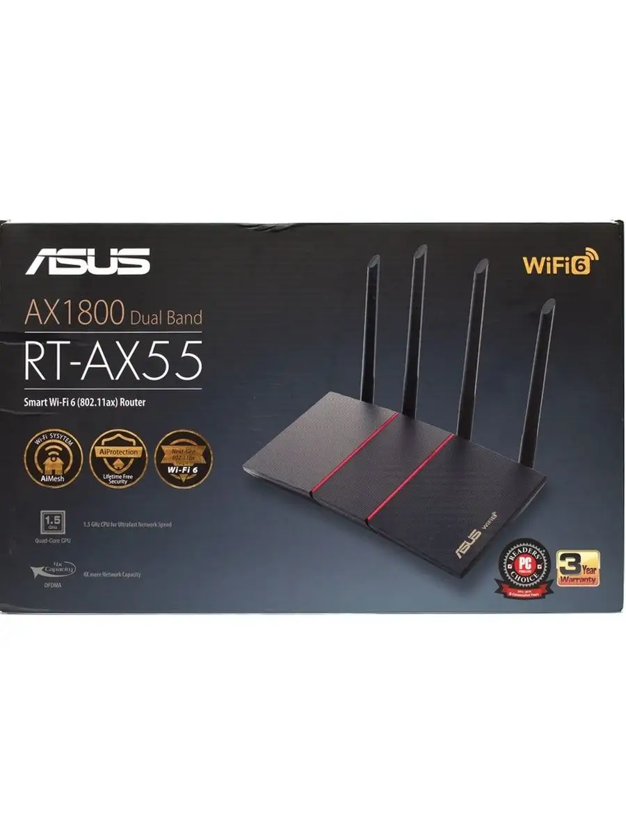 Роутер ASUS RT-AX55 , Wi-Fi 6 Asus 108759993 купить в интернет-магазине  Wildberries