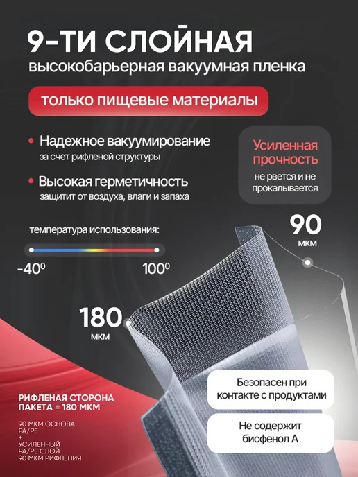 ПАКСИМУС Пакеты для вакууматора рифленые 28х500 см, 28x500 см, фото 4