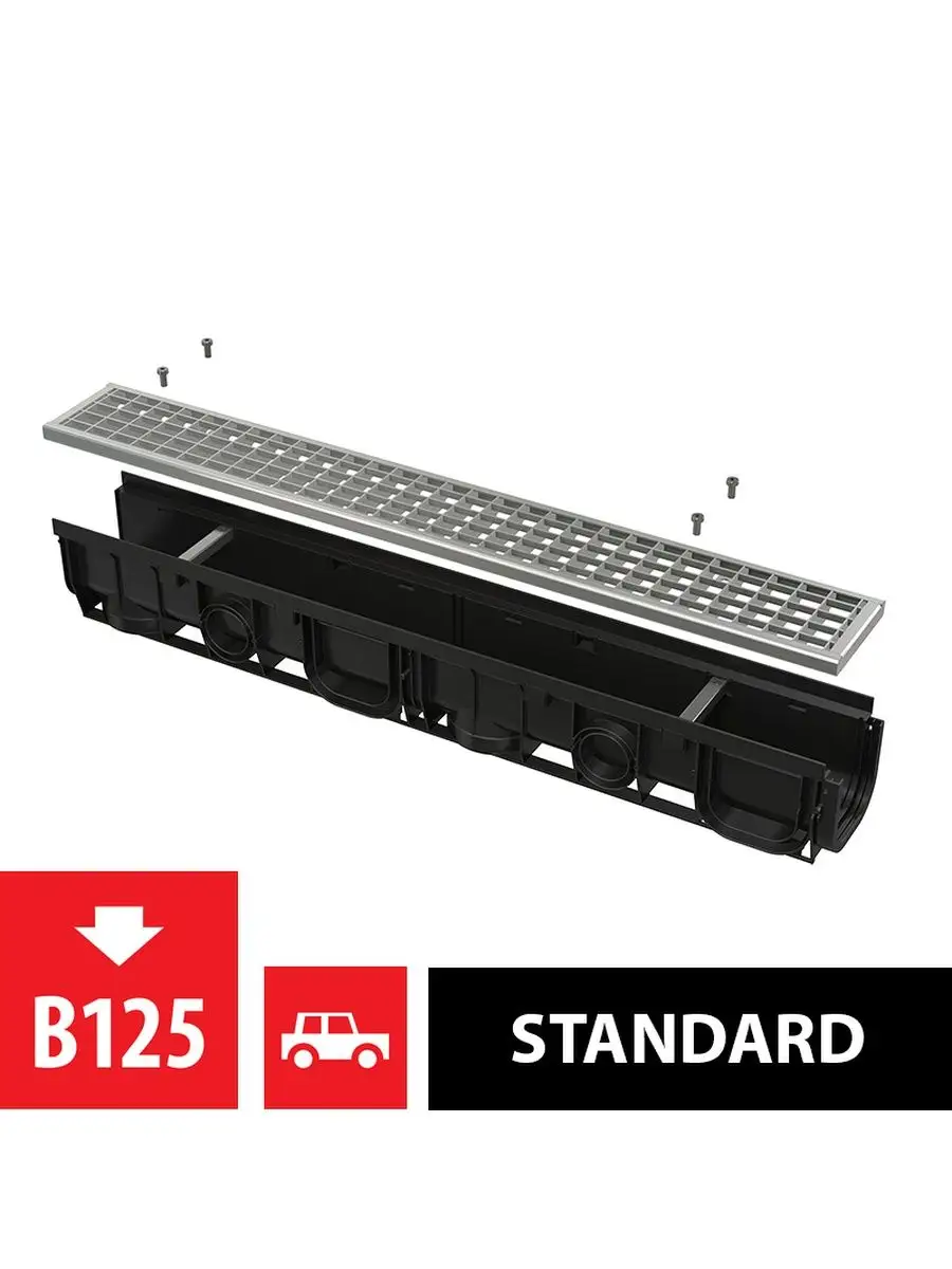 Alca Plast AVZ102-R102 Дренажный канал 100 мм, с интегрированной пластиковой рамой и оцинкованной решеткой C-об — купить в Алматы