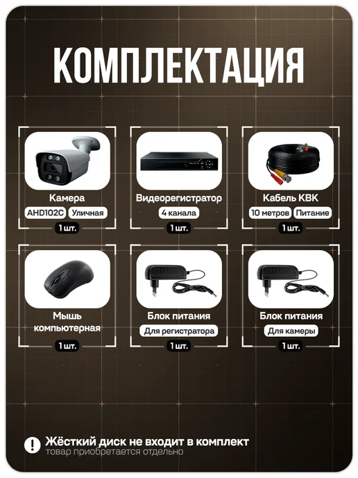 Ps-Link Комплект видеонаблюдения AHD KIT-C201HDC, вариант, фото 2