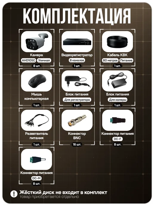 Ps-Link Комплект видеонаблюдения уличный AHD KIT-C508HDC, вариант, фото 2