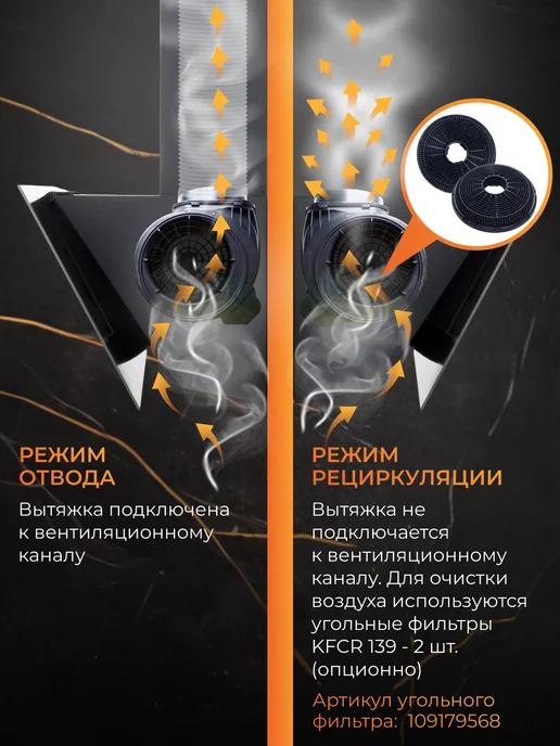 KONIGIN Вытяжка кухонная 50 см Colibri Black, серый, фото 4