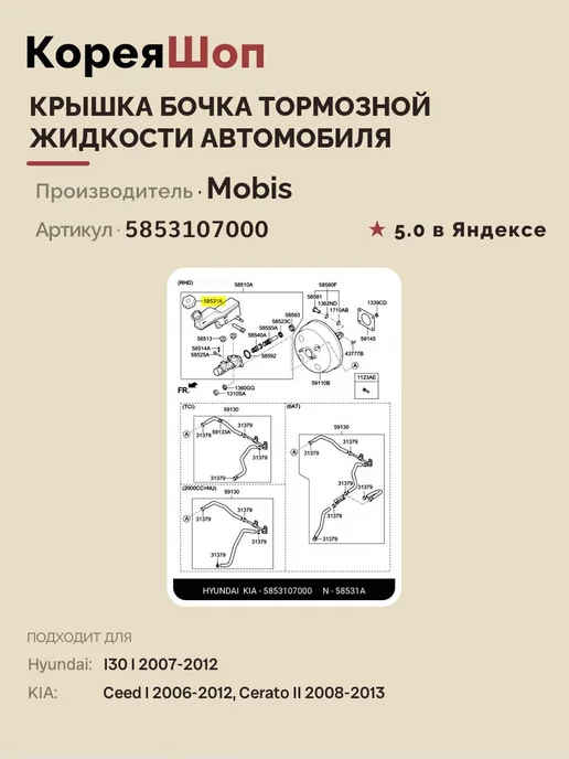 Hyundai/Kia Крышка бачка тормозной жидкости, вариант, фото 5