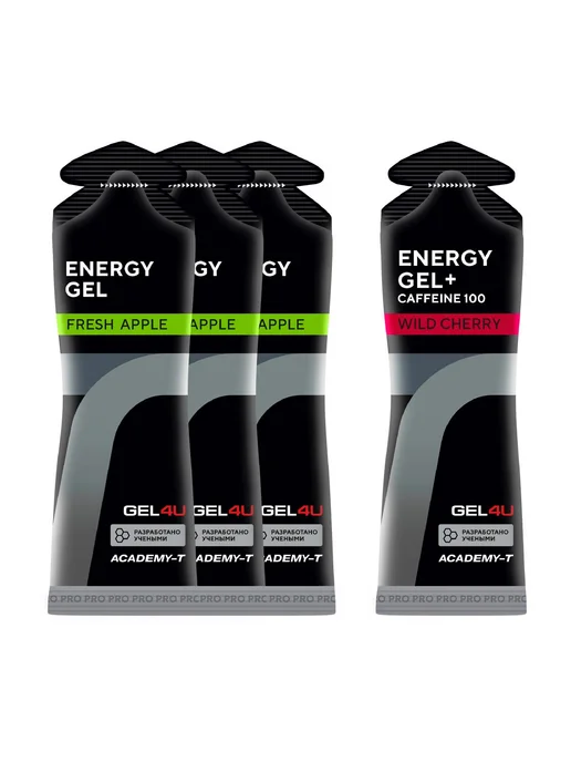 Gel4u Гель питьевой Energy Gel MIX 4 x 60 г, Яблоко, Вишня №1, №2, фото 2