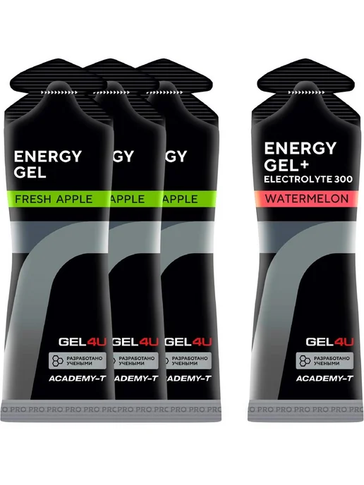 Gel4u Гель питьевой Energy Gel MIX 4 x 60 г, Яблоко, Соленый Арбуз, 4x60, 60 г, фото 6