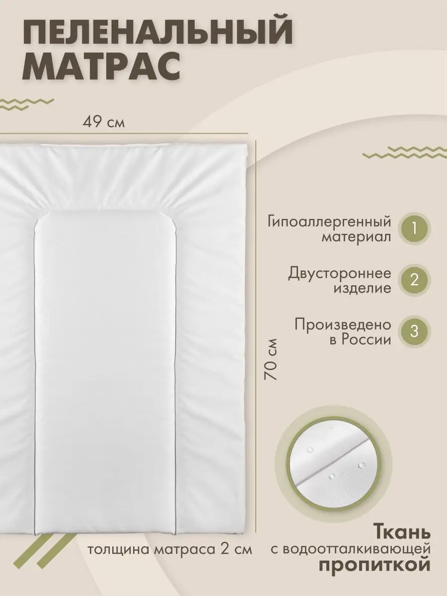 Матрасик на пеленальный столик 50х70 см