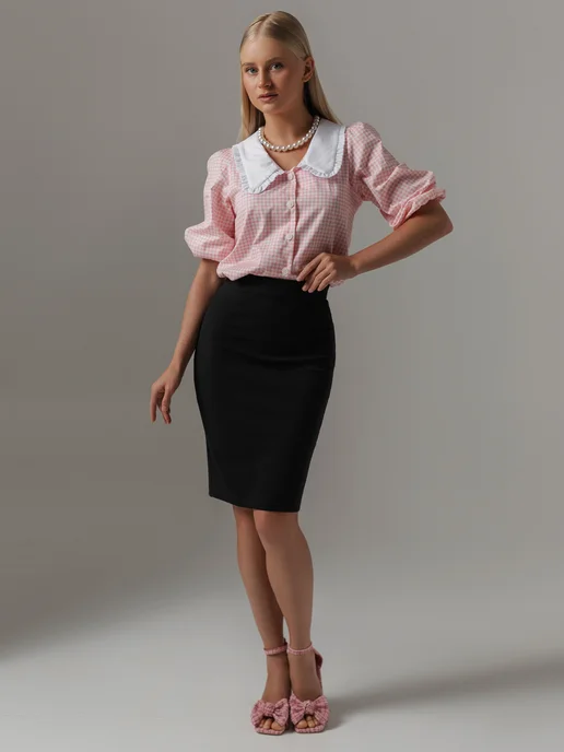 ЗАРЯ! Юбка карандаш офисная на резинке, черный, фото 2
