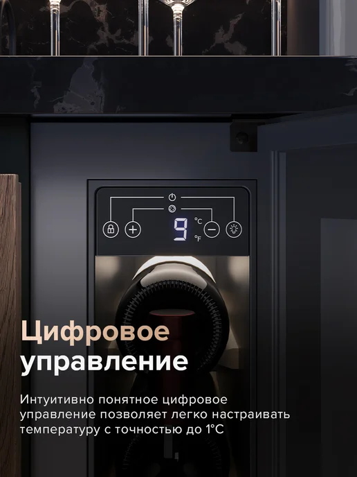 Libhof Винный шкаф холодильник встраиваемый на 9 бутылок CX-9, черный, фото 4