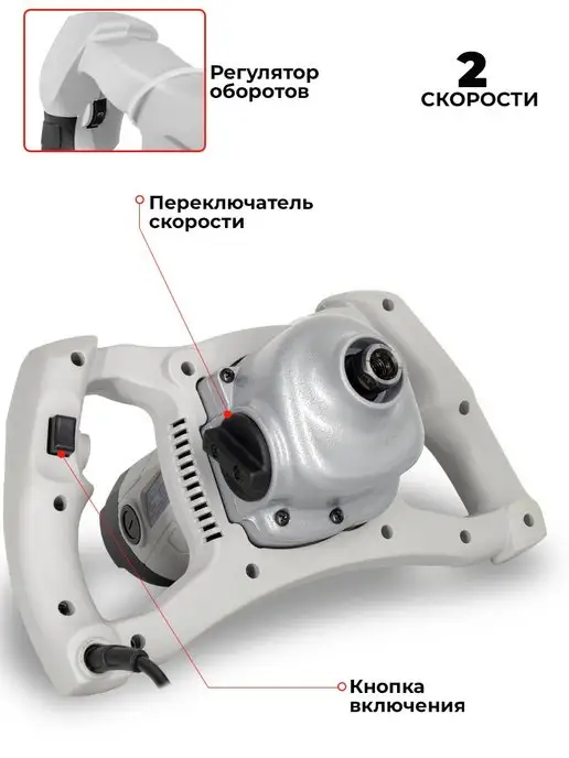 РЕСАНТА Строительный миксер См-1600э-2, серый, фото 2