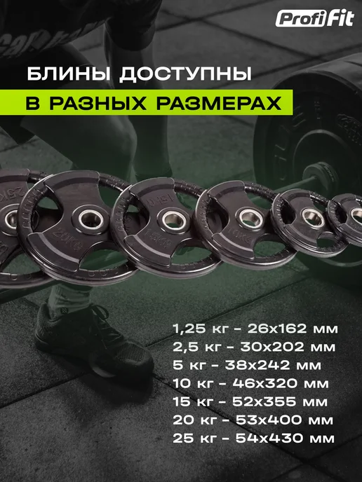 PROFI FIT Блин для штанги и гантелей 1,25 кг, 51 мм, 25 кг, фото 4