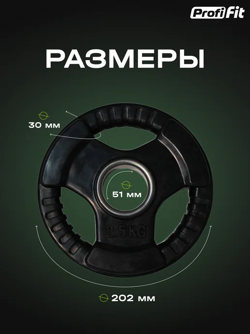 PROFI FIT Блин для штанги и гантелей 1,25 кг, 51 мм, 2,5 кг, фото 3