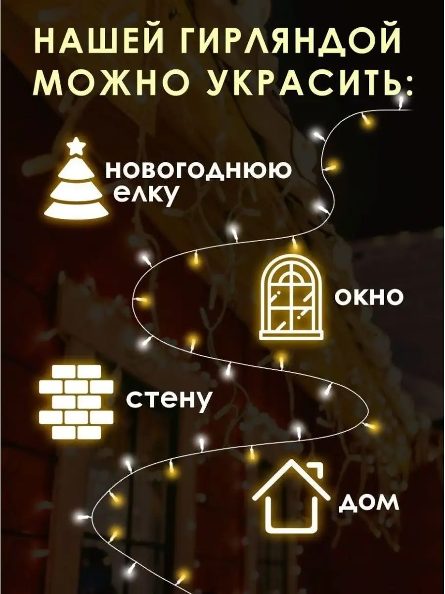 Гирлянда на улицу 12м СМАЙЛ Е-КОММЕРС 109747913 купить в интернет-магазине  Wildberries