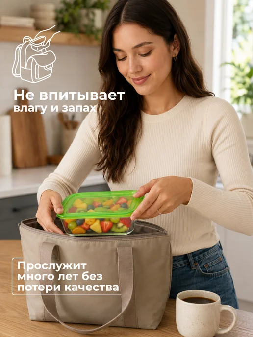 HITT Контейнер для еды, стеклянный с крышкой, 1 л, 1 л, фото 6