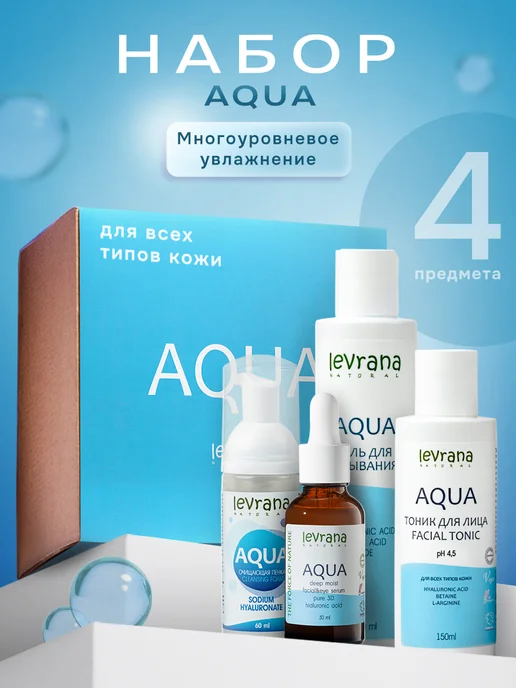 levrana Подарочный косметический бьюти бокс набор для лица AQUA, голубой