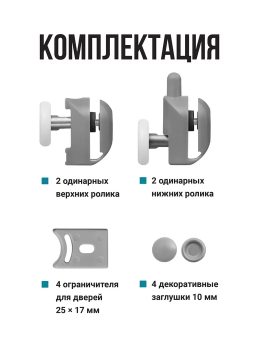 Birdhouse Одинарные ролики для душевой кабины верхние и нижние, вариант, фото 3