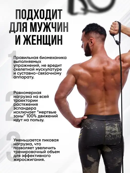 HARBR FITNESS Трубчатый эспандер с ручками, черный, фото 5