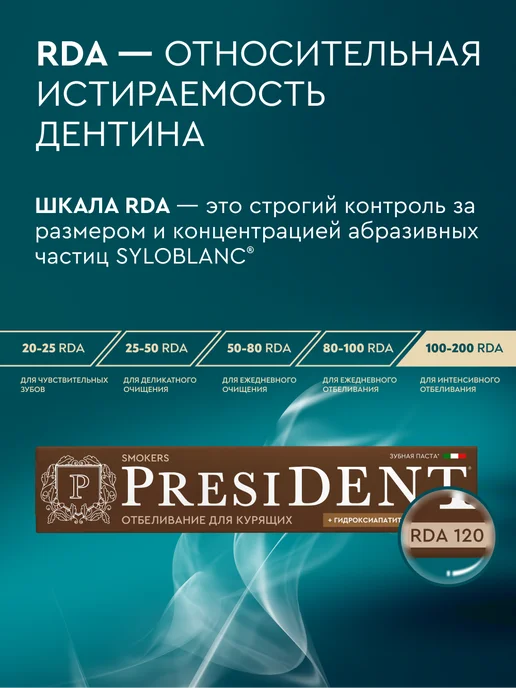PRESIDENT Зубная паста отбеливающая для курящих Smokers, вариант, фото 7