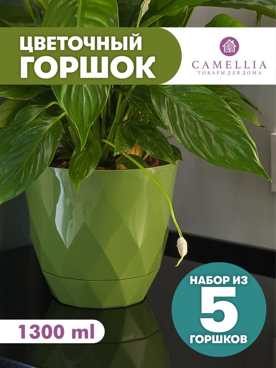 Горшок для цветов с автополивом и поддон кашпо пластик набор Camellia товары  для дома 110118566 купить в интернет-магазине Wildberries