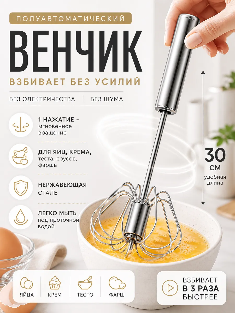 Венчик нажимной вращающийся. Венчик для взбивания