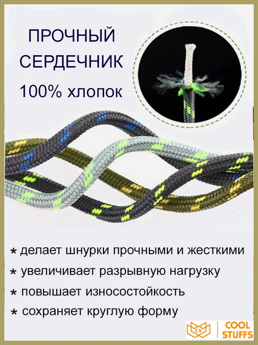 COOL STUFFS Шнурки для кроссовок круглые 120 см, вариант, фото 5
