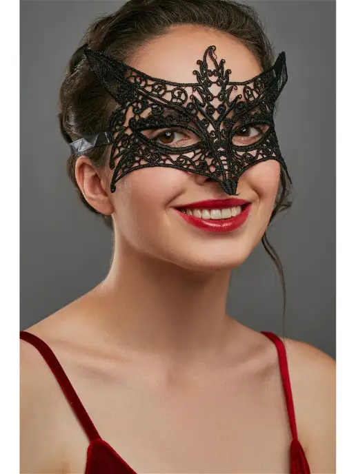 La Mascarade Маска венецианская кружевная для маскарада и фотосессии, черный, фото 3