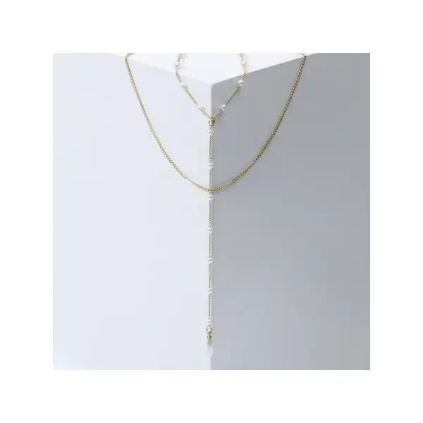 Бусы с жемчугом «Цепь» мелкие бусины, L-50 см
